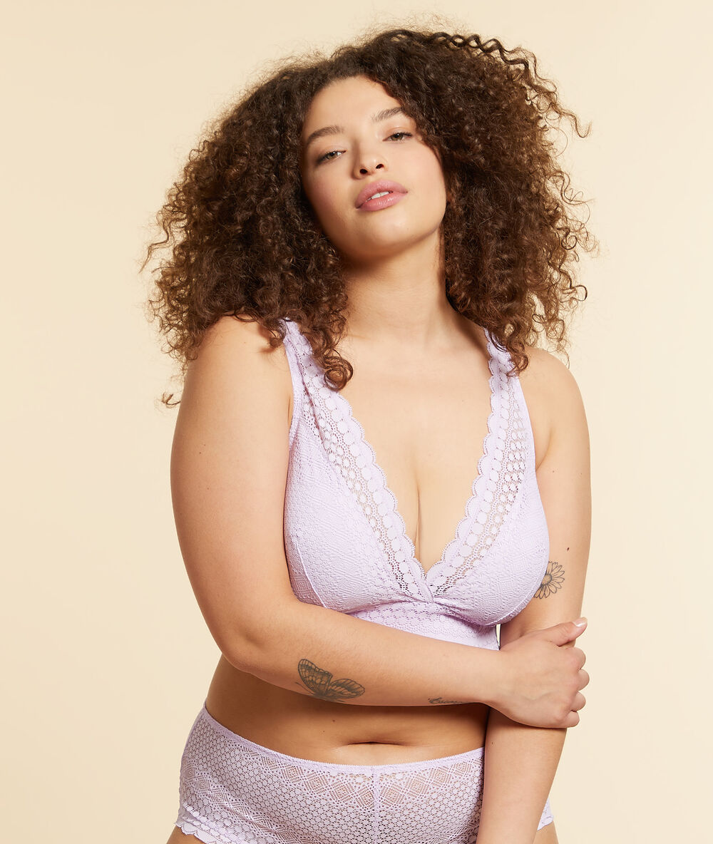 Soutien-gorge n°8 - triangle sans armatures lilas.