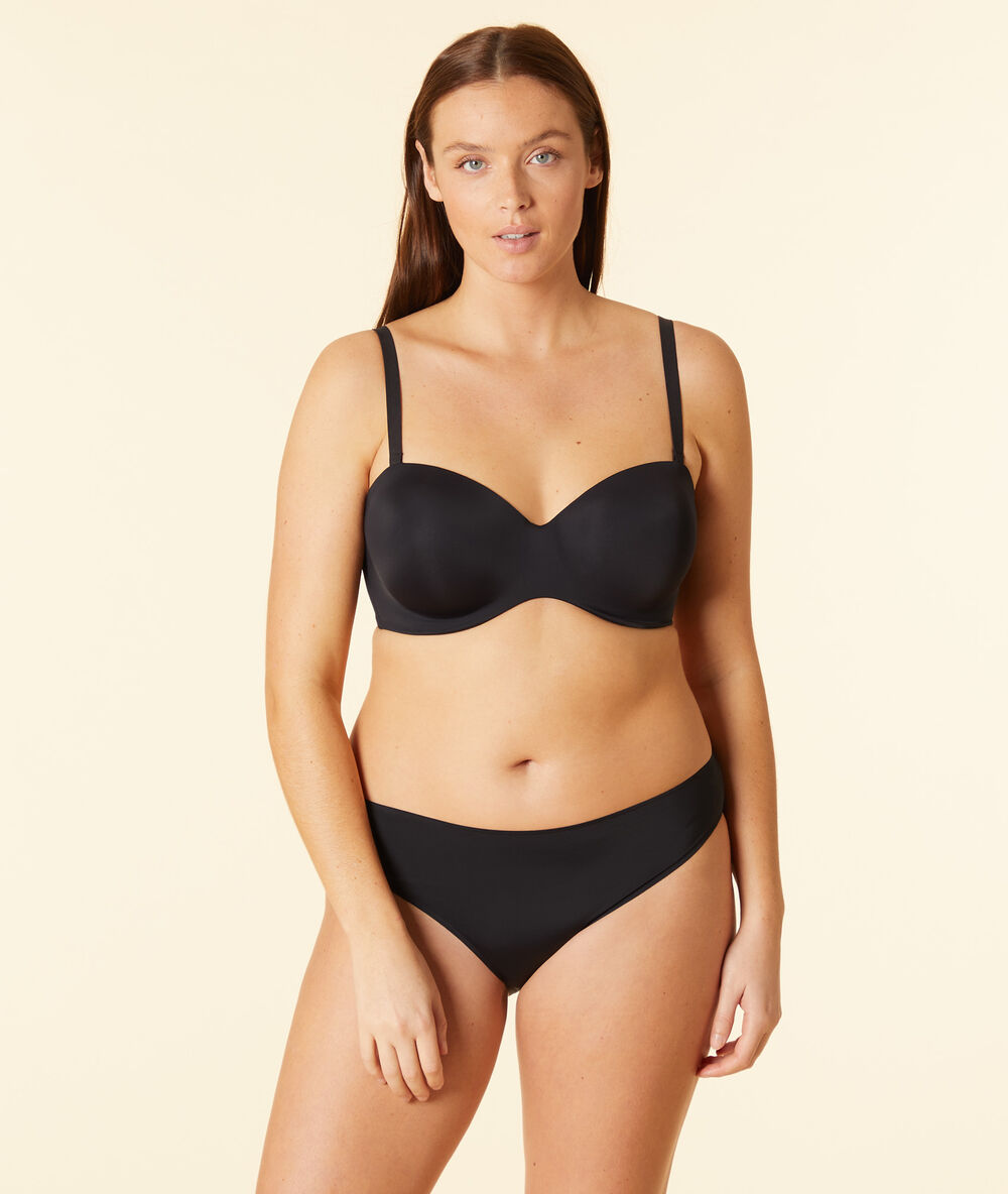 Bandeau aus mikrofaser, körbchen, abnehmbare träger schwarz.