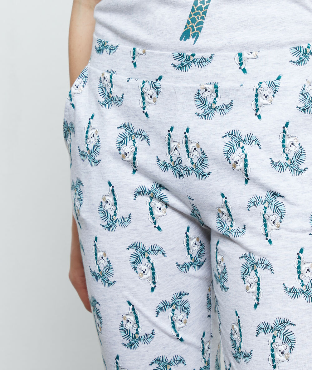 7/8-hose aus bio-baumwolle mit koala-print grau.
