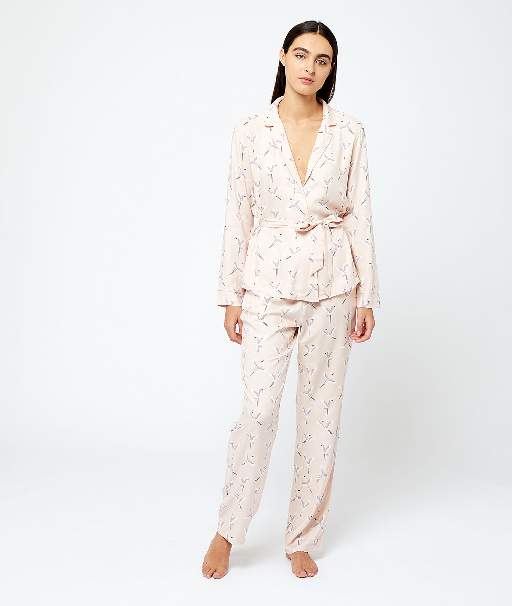 Pyjamaoberteil vogel rosa.