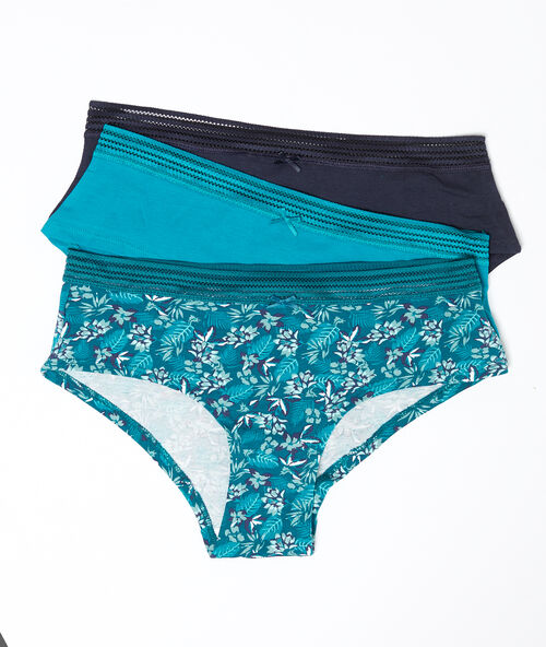 3er-set shortys aus baumwolle blau gr&uuml;n.