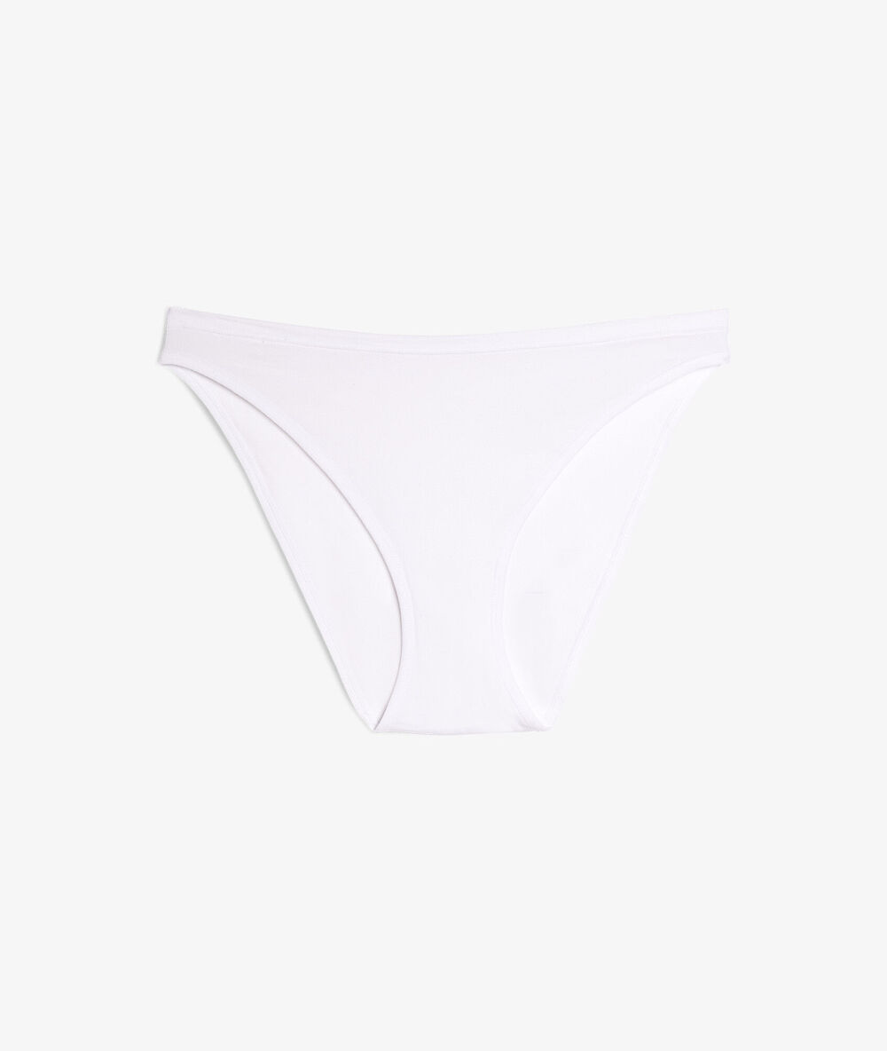 Panty mit hohem beinausschnitt aus dehnbarer baumwolle weiß.