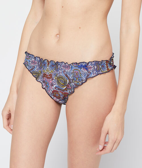 Gerafftes panty mit print marineblau.