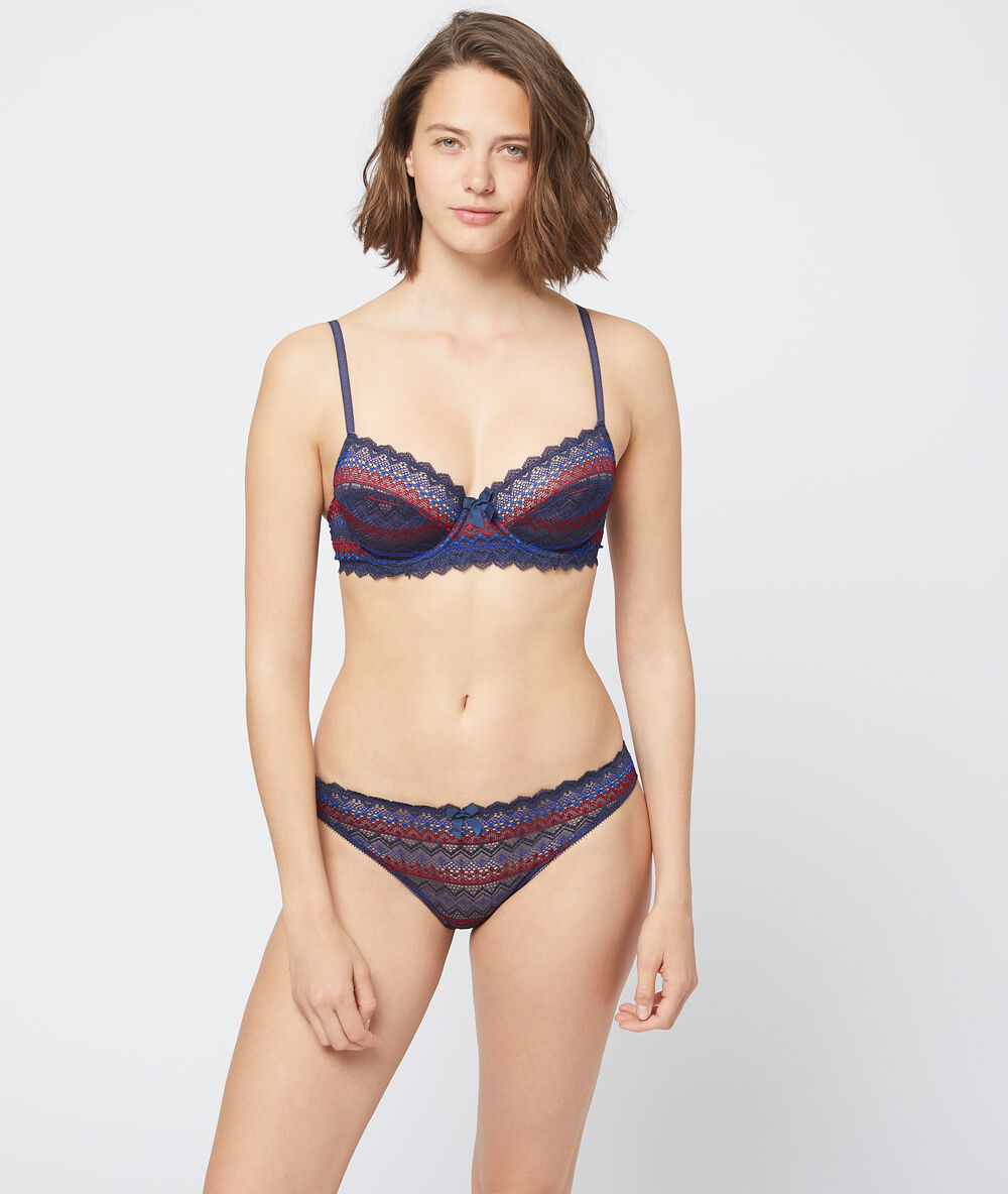 Panty aus geometrischer spitze marineblau.