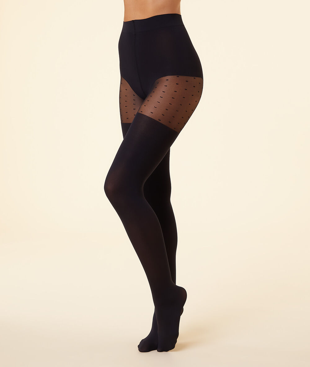 Strumpfhose mit fantasiemuster schwarz.