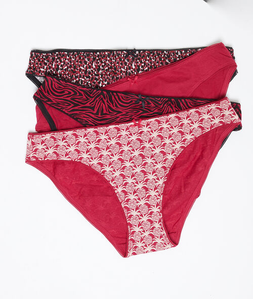 4er-set pantys aus baumwolle rot.