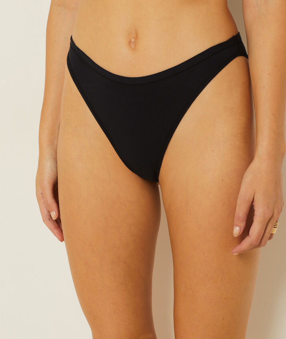 Panty „high legs" aus dehnbarer bio-baumwolle schwarz.
