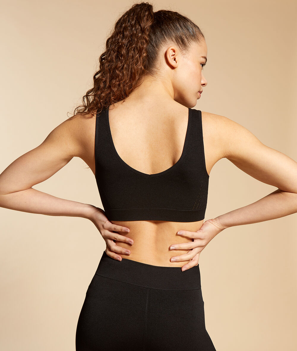 Nahtloses sportbustier – mittlerer halt schwarz.