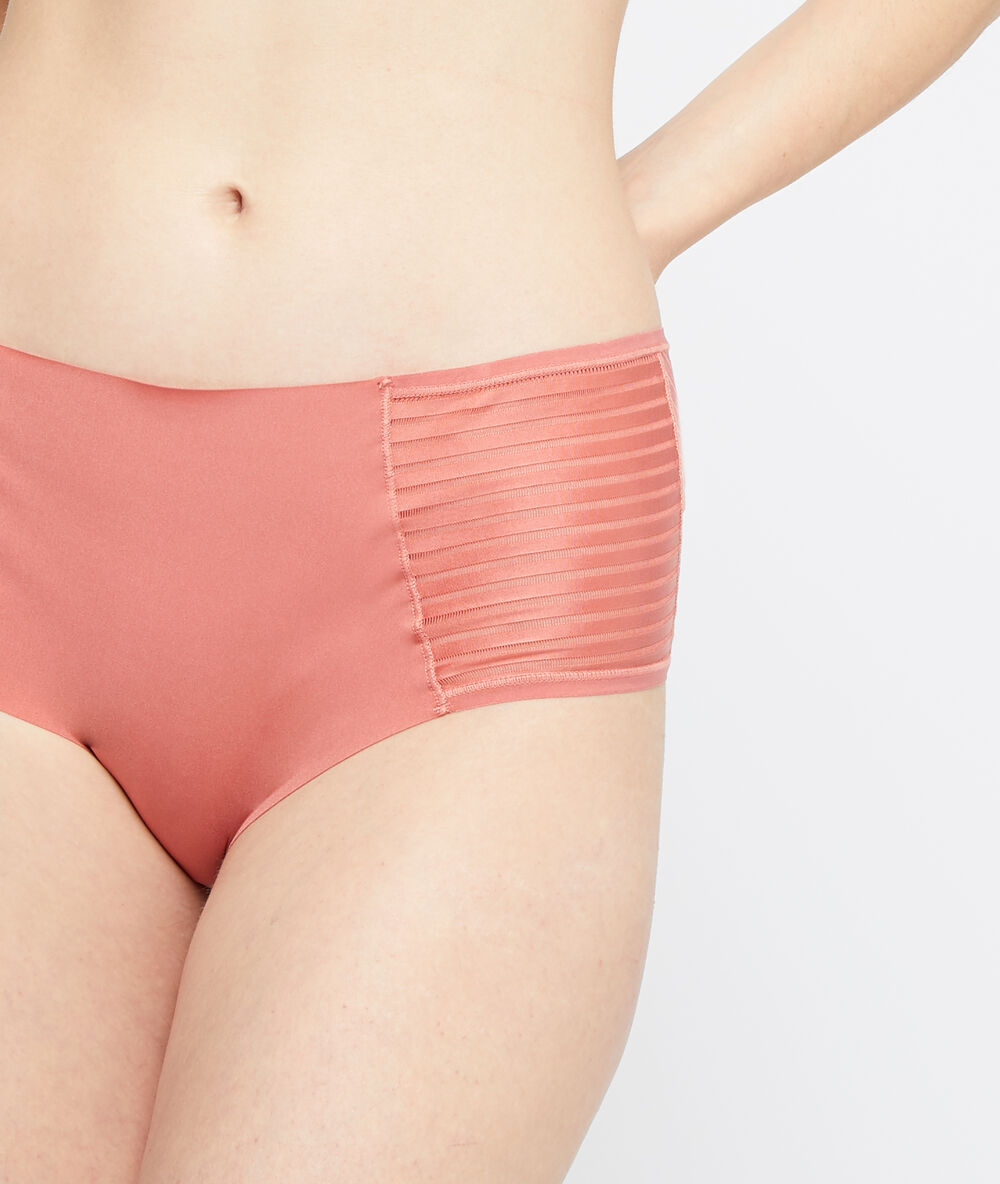 Panty aus mikrofaser mit tülleinsätzen terracotta.