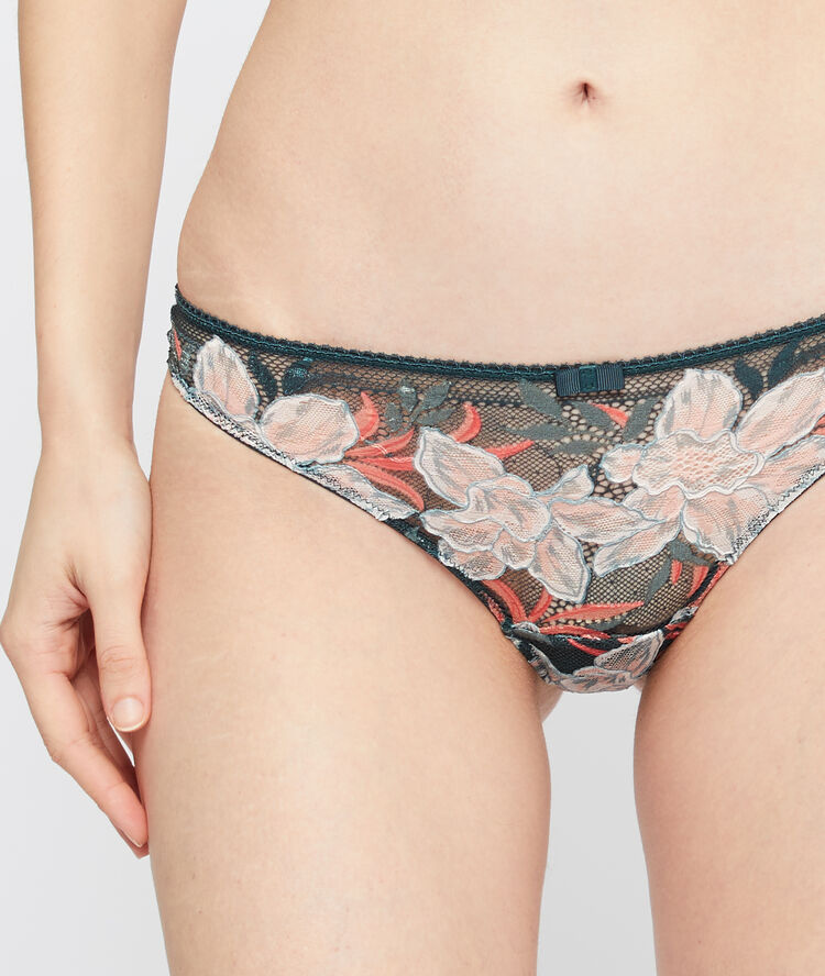 Tanga aus spitze mit print grün.
