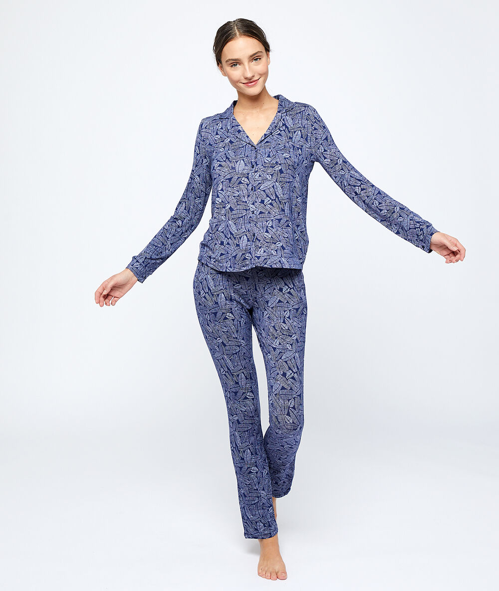 Hose mit print marineblau.