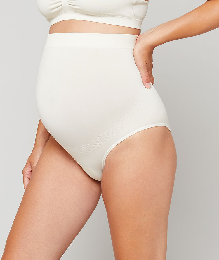 Nahtloser slip mit hoher taille beige.