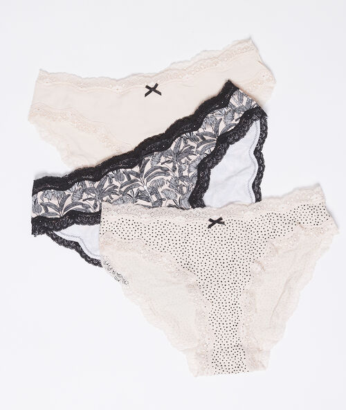 3er-set pantys aus baumwolle rosa.