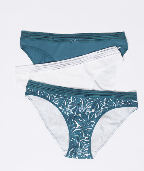 3er-set pantys aus baumwolle blau.