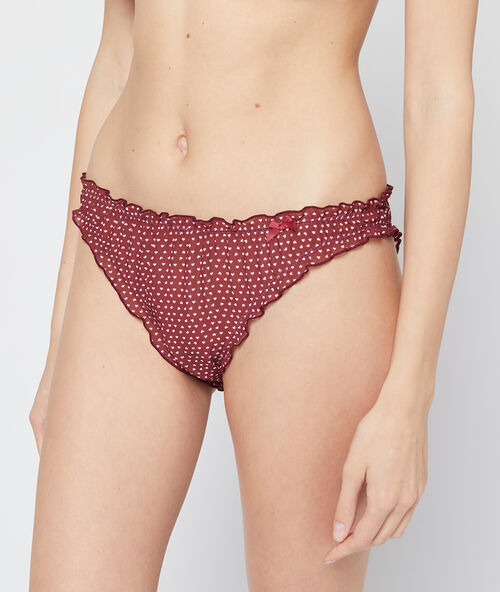 Gerafftes panty mit herzchen-print ziegelrot.