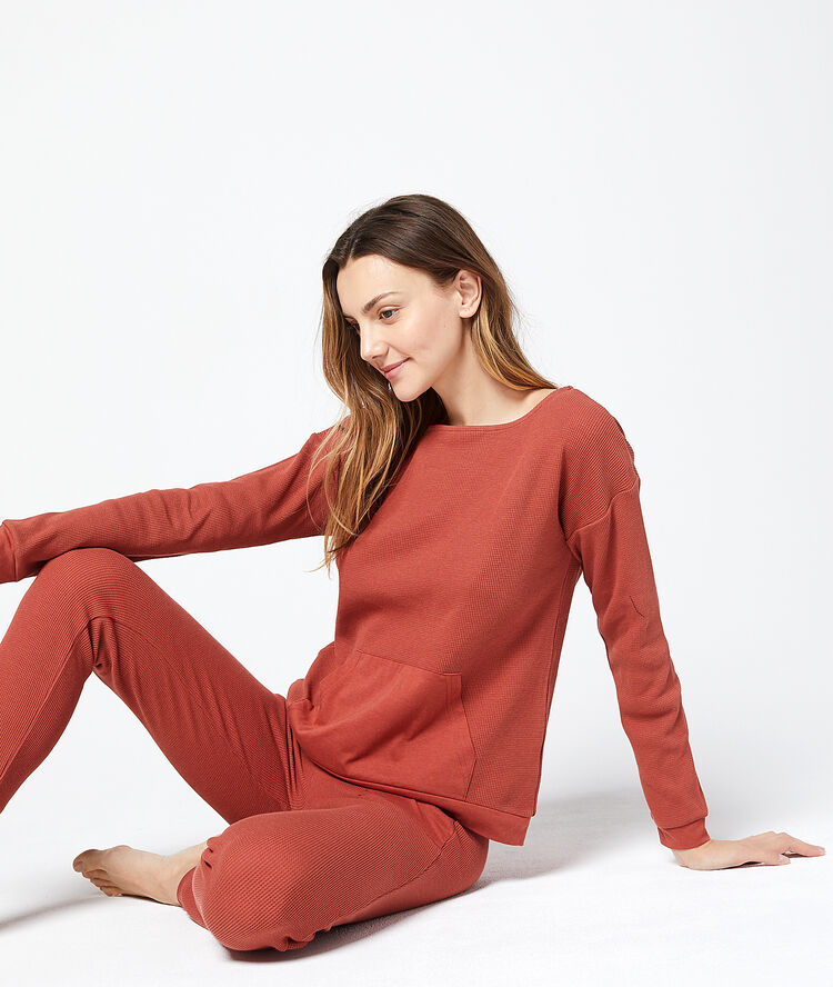Homewear-hose slim-fit ziegelrot.