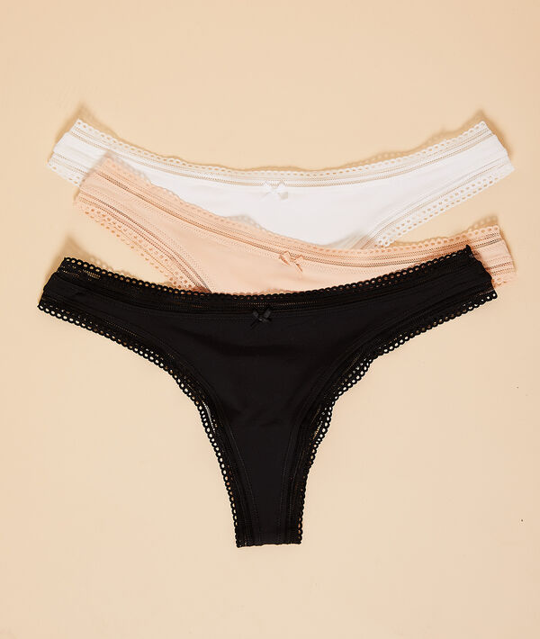 3er-Set Tangas, durchbrochener Saum 3er-Set Tangas, durchbrochener Saum;${refinementColor}