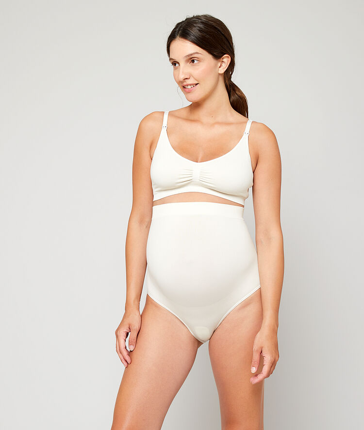 Nahtloser slip mit hoher taille beige.
