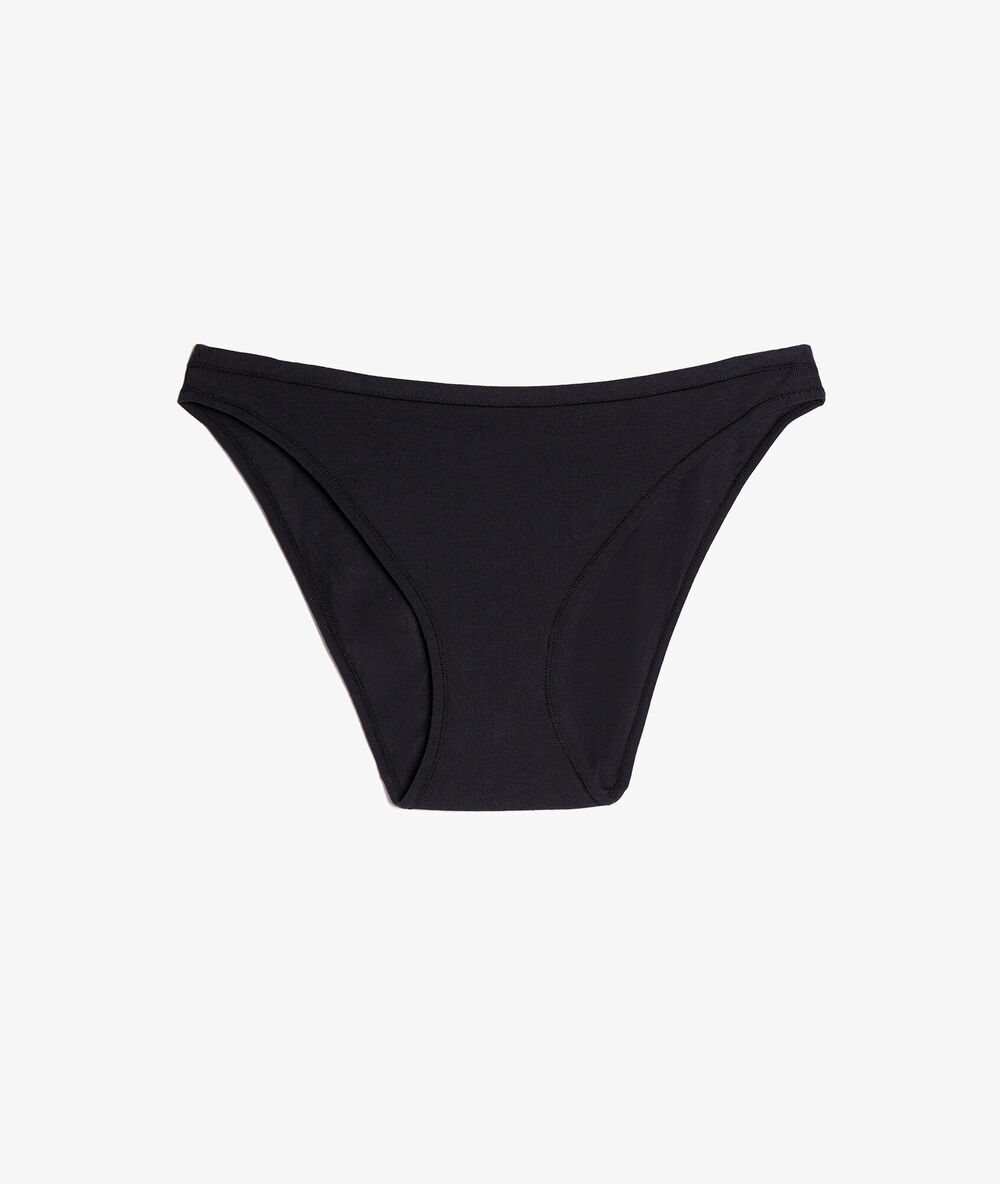 Panty „high legs" aus dehnbarer bio-baumwolle schwarz.