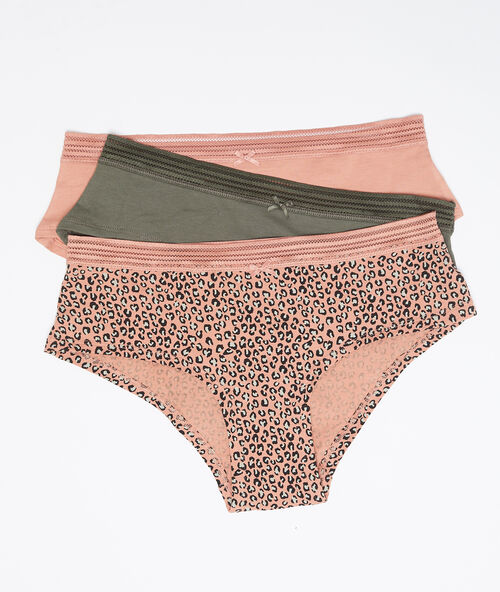 3er-set shortys aus baumwolle braun.