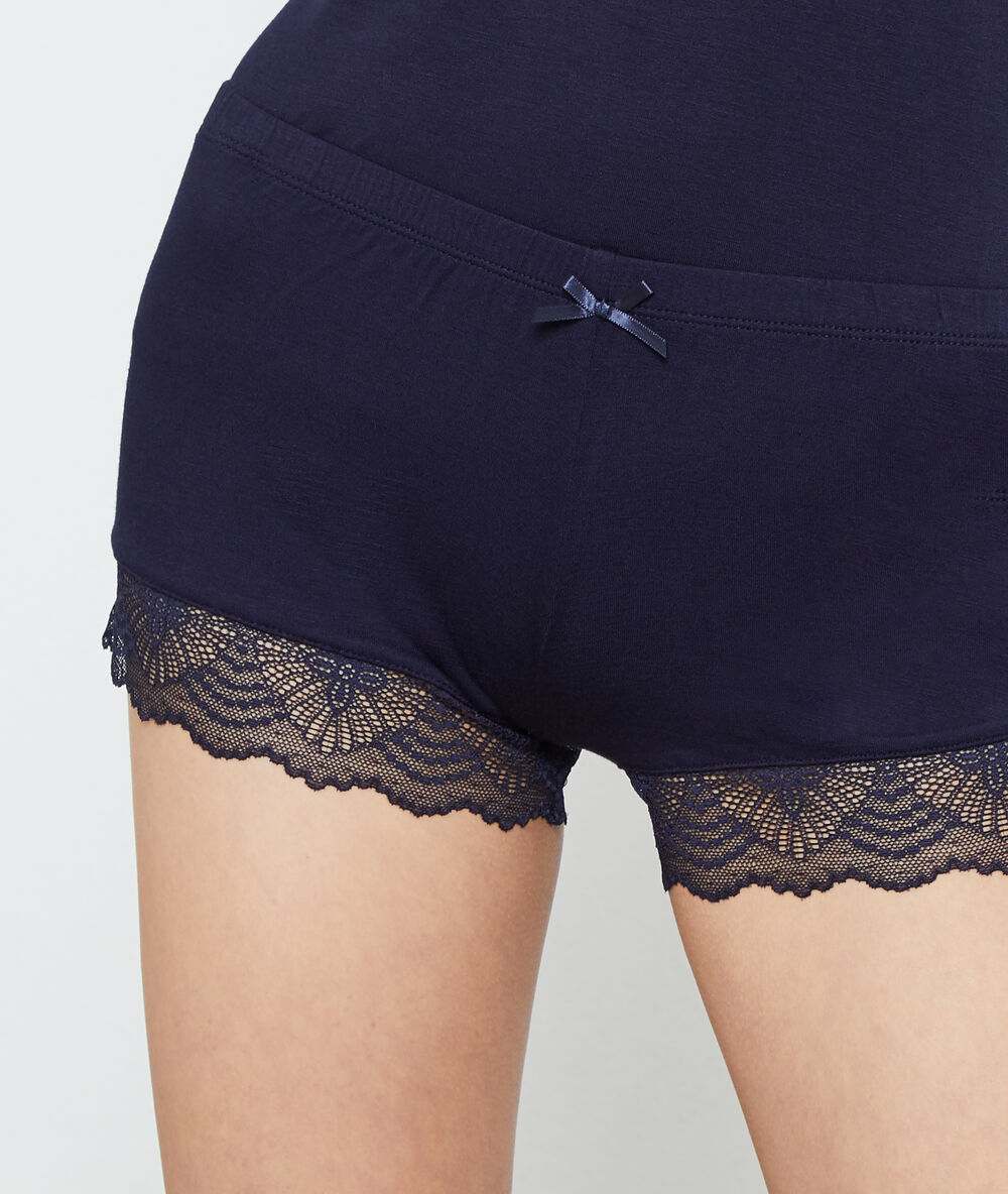 Shorts mit spitzensaum marineblau.