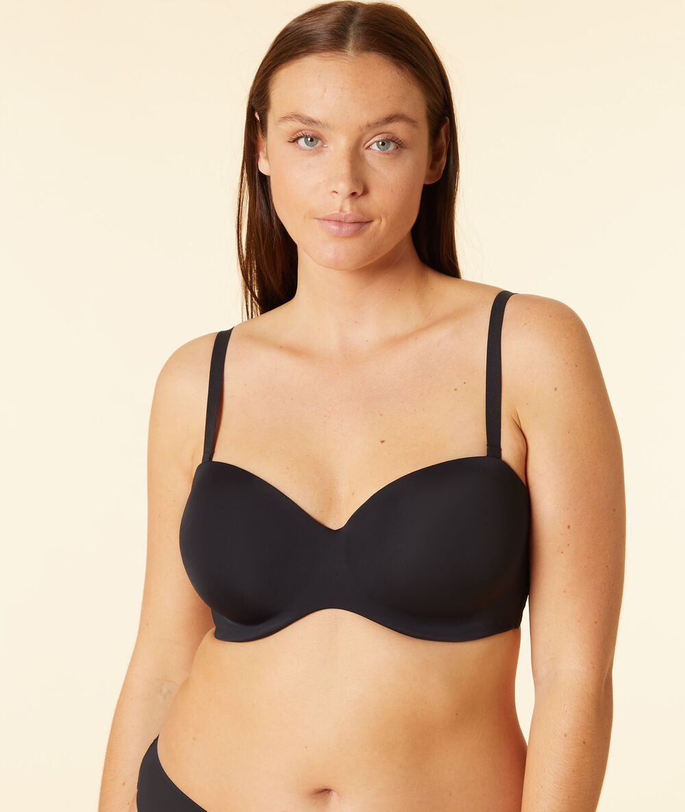 Bandeau aus mikrofaser, körbchen, abnehmbare träger schwarz.