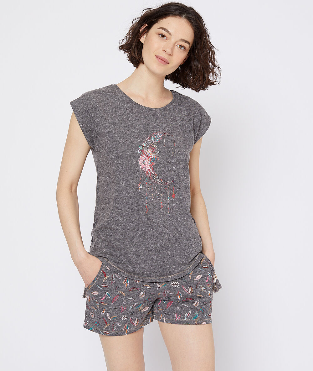 T-shirt mit mond-print anthrazit.