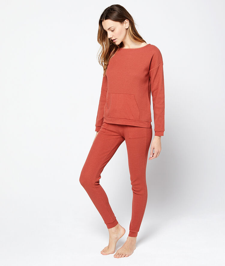 Homewear-hose slim-fit ziegelrot.