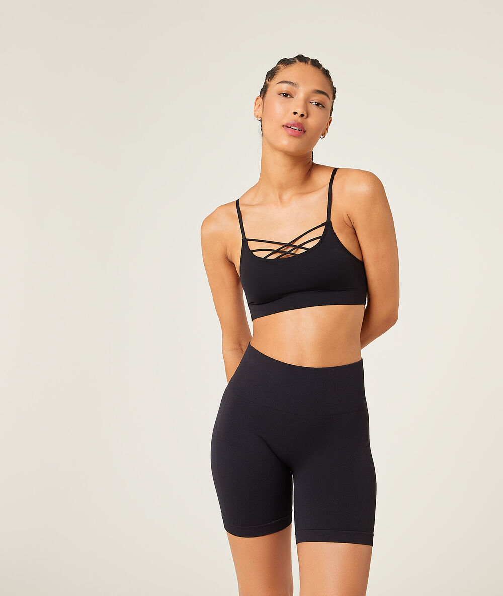 Yoga-bustier – mittlerer halt schwarz.