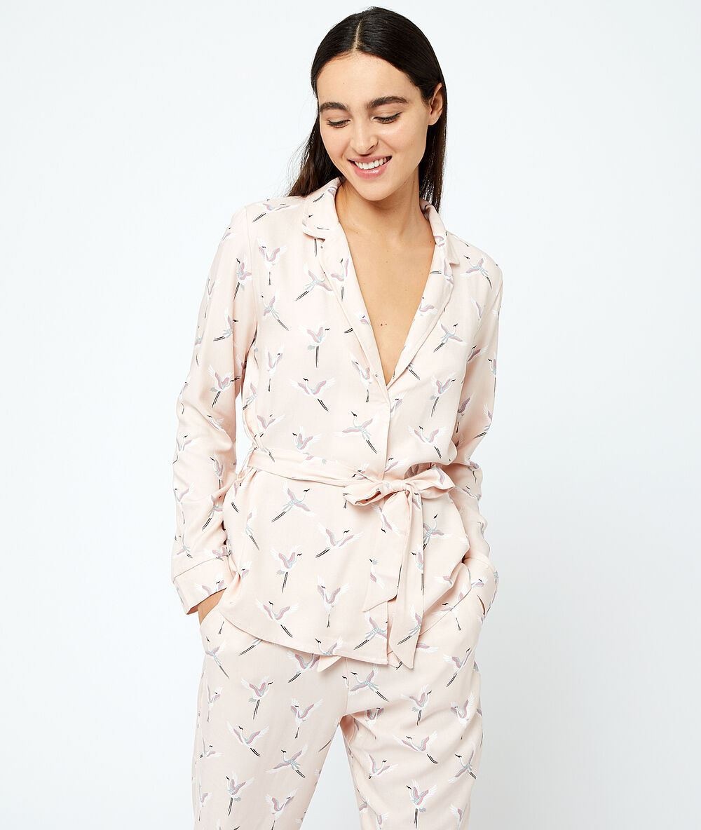 Pyjamaoberteil vogel rosa.