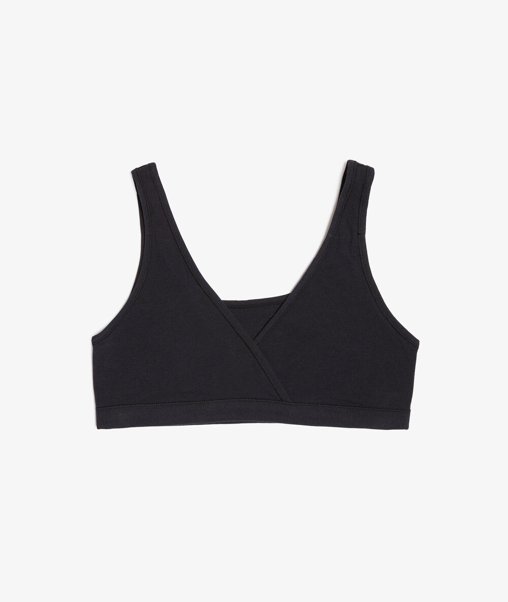 Wende-bustier aus dehnbarer bio-baumwolle schwarz.