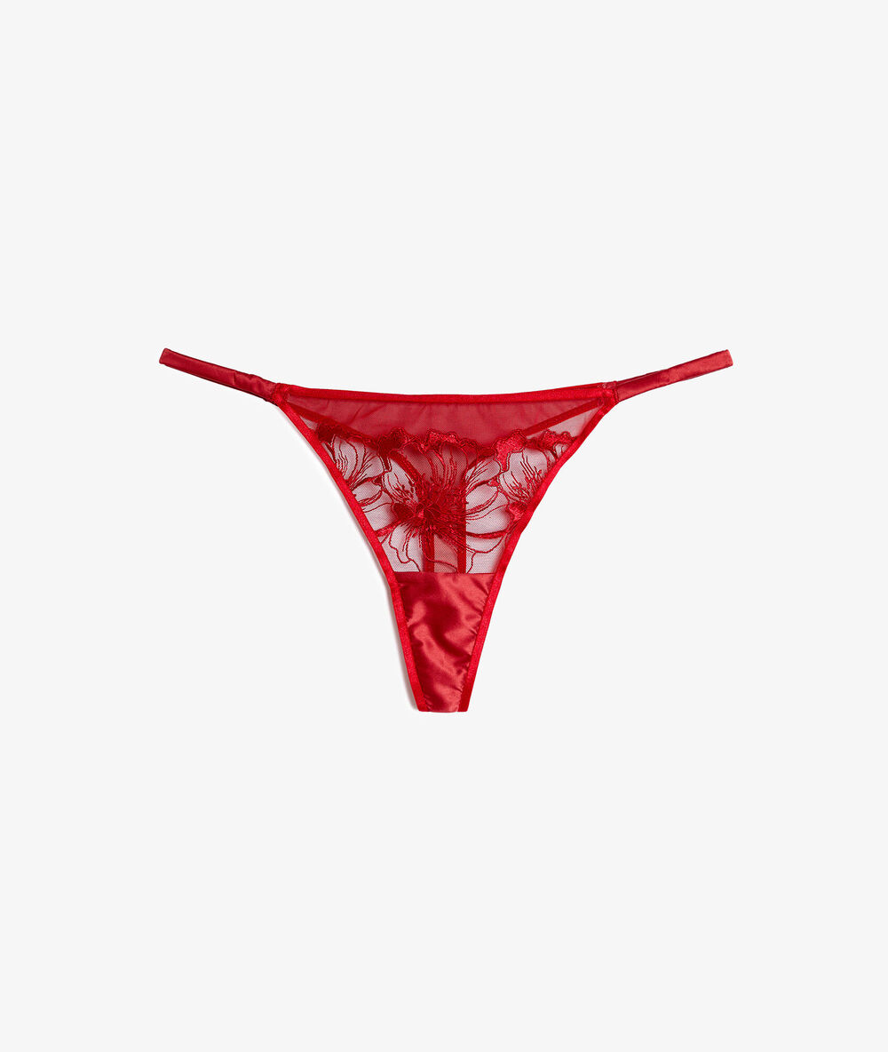 String en dentelle rot.