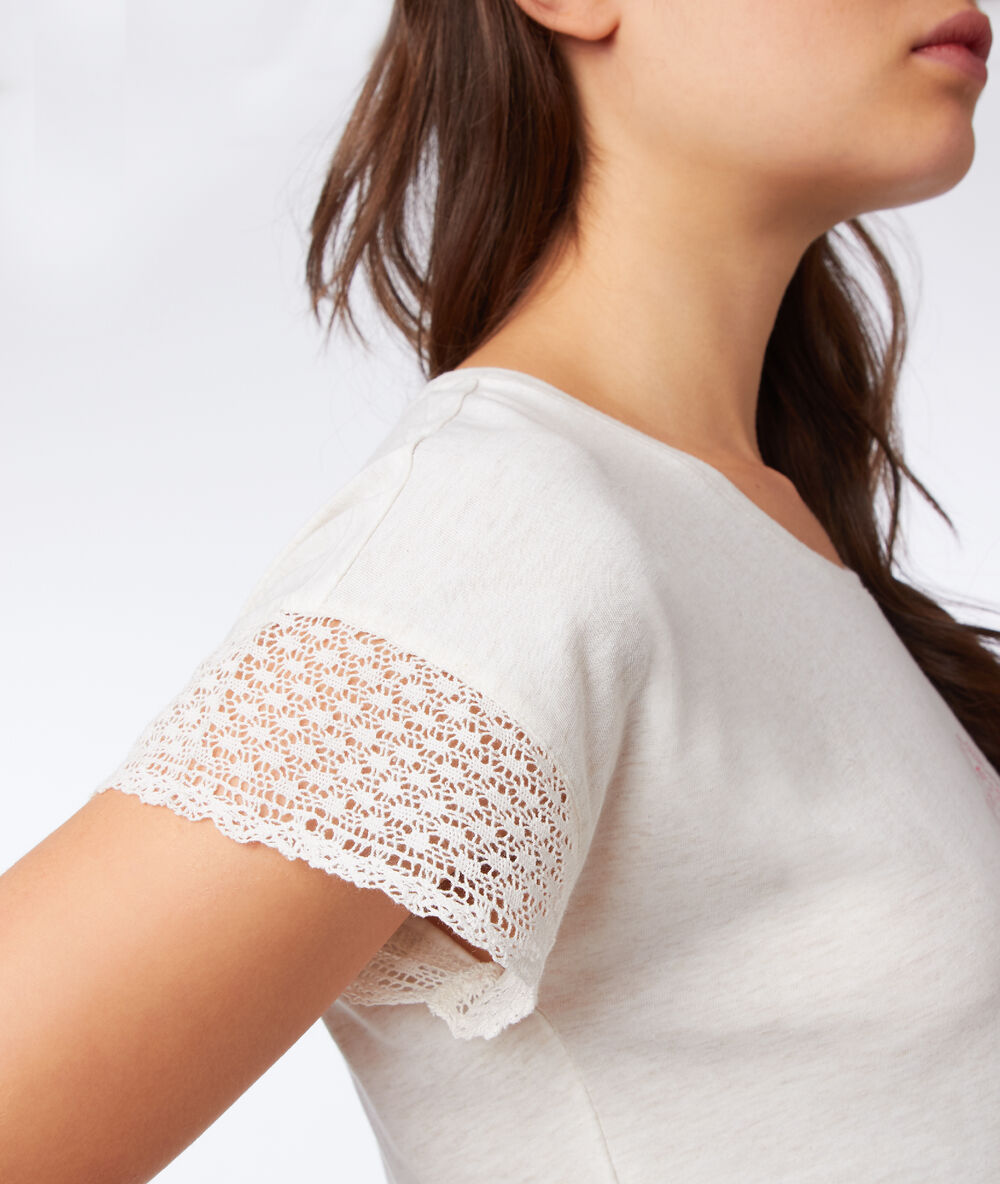 T-shirt mit traumfänger-print beige.