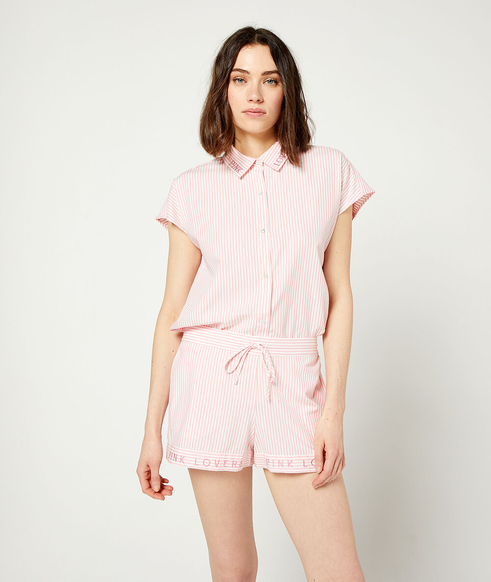 Pyjamahemd mit streifen rosa.