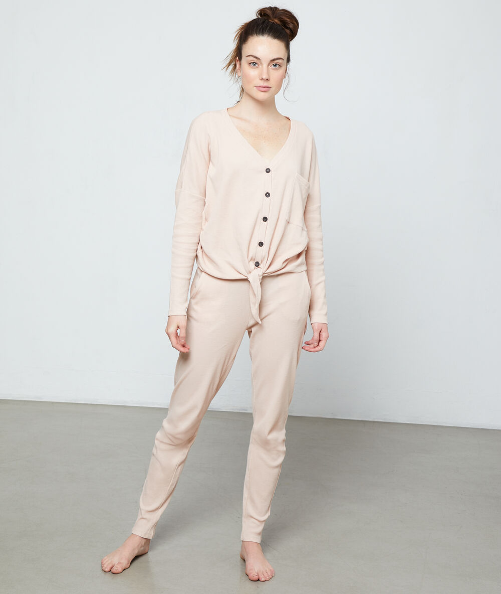 Top mit langen ärmeln aus baumwolle rosa.