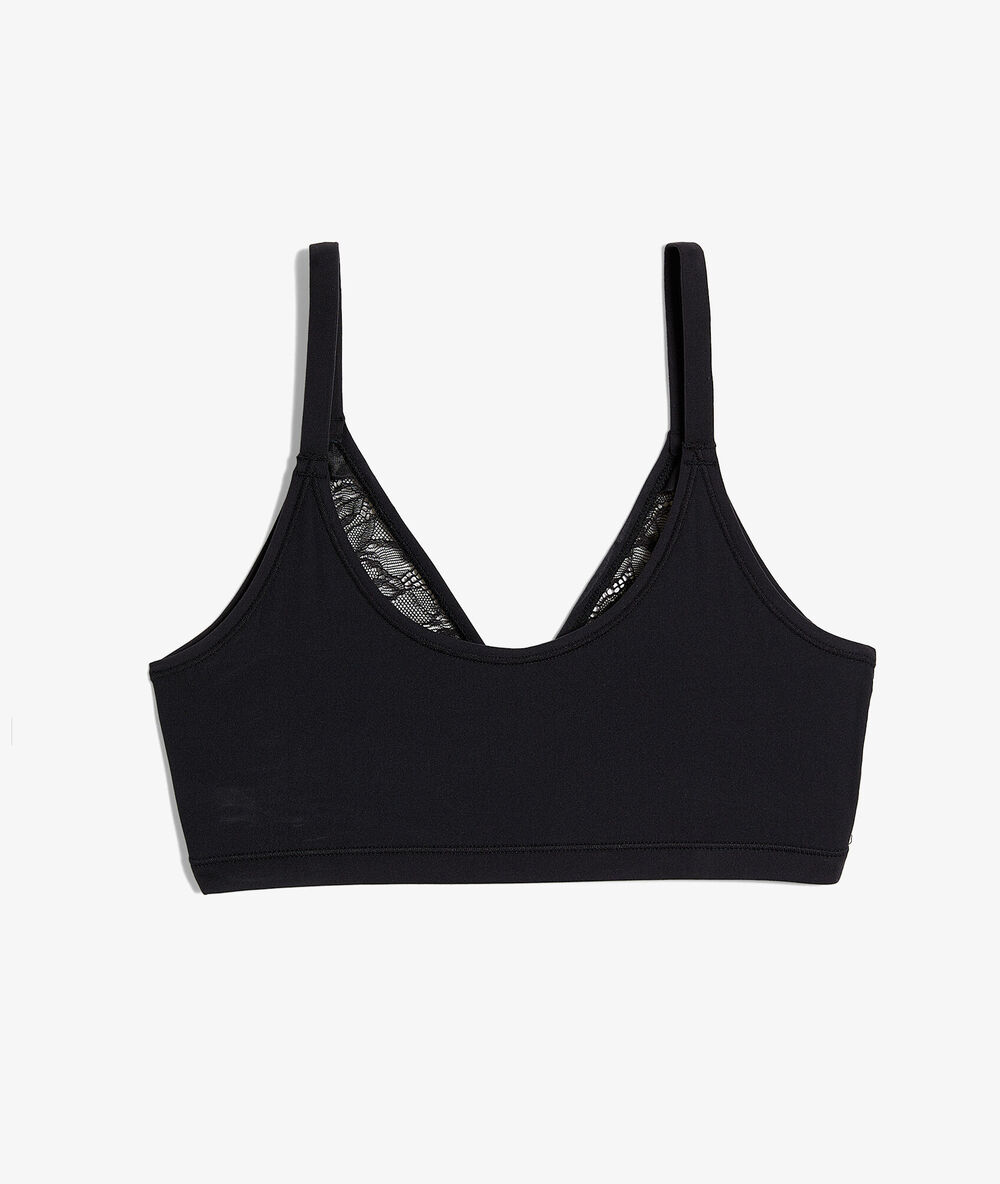 Wende-bustier aus spitze und mikrofaser schwarz.