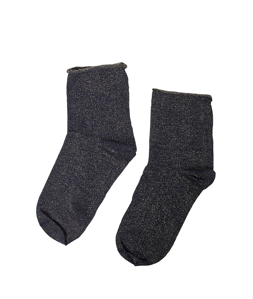 Socken mit metallic-faden nachtblau.