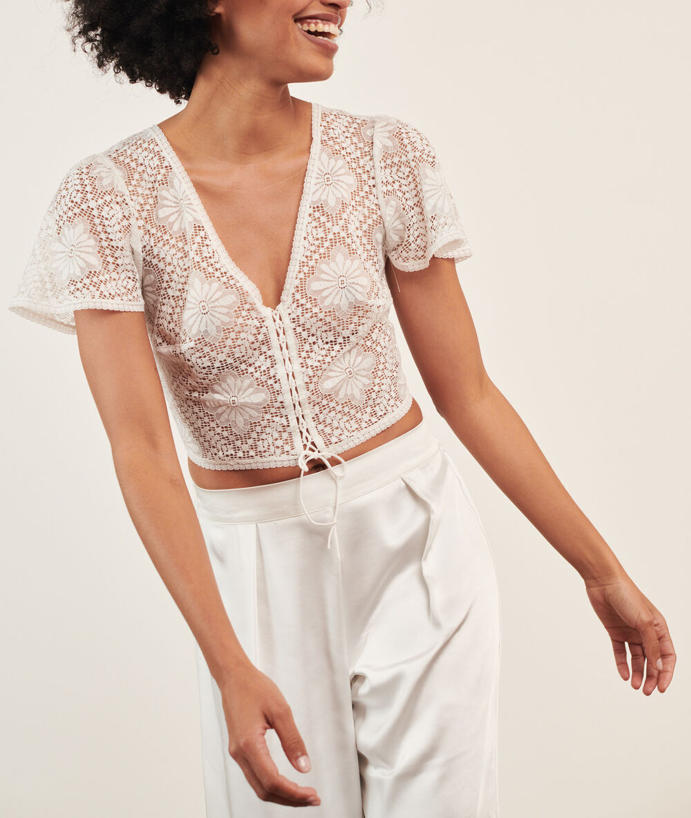 Crop Top Aus Spitze Woody Ecru Etam