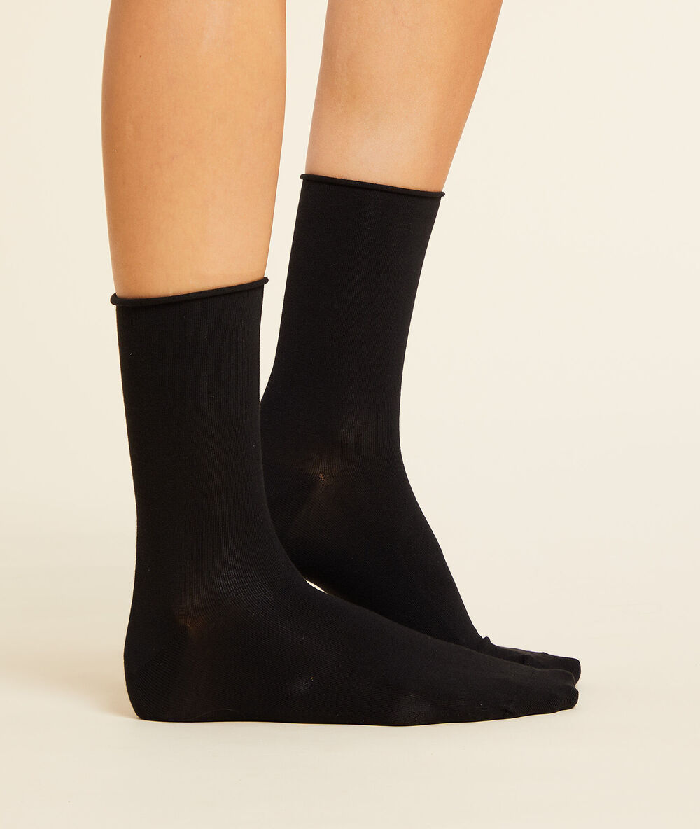 2 paires de chaussettes en coton bio noir.