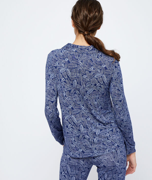 Pyjamaoberteil mit Blätter-Print Pyjamaoberteil mit Blätter-Print;${refinementColor}