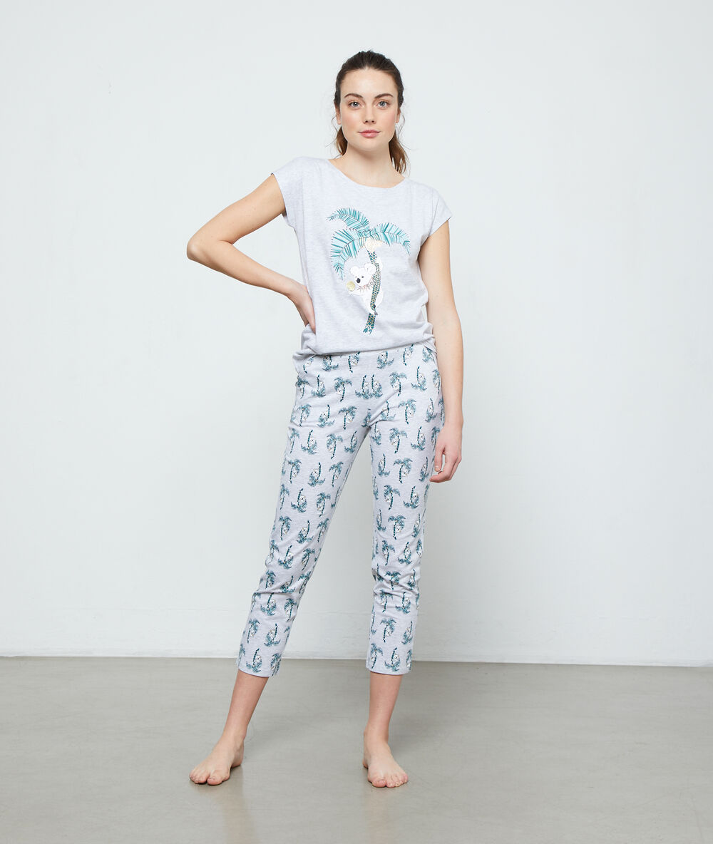 7/8-hose aus bio-baumwolle mit koala-print grau.