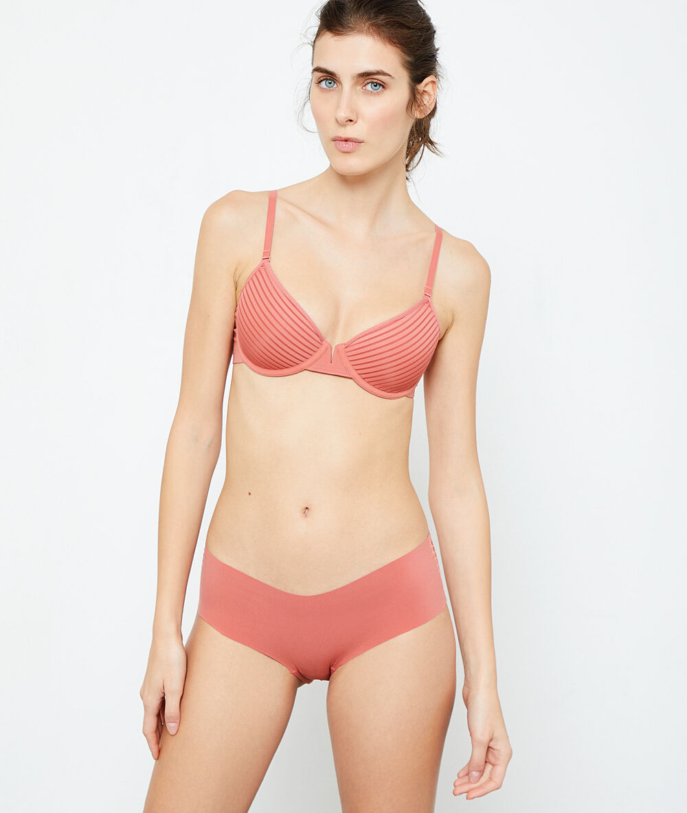 Shorty aus mikrofaser mit tülleinsätzen terracotta.