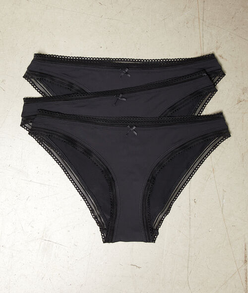 3er-set pantys, durchbrochener saum schwarz/ blau/ wei&szlig;.