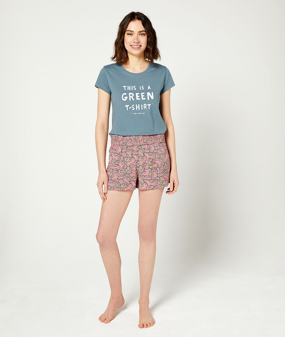 Shorts mit blätter-print rosa.