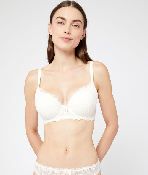 Soft bra: vorgeformter-bh aus spitze ecru.
