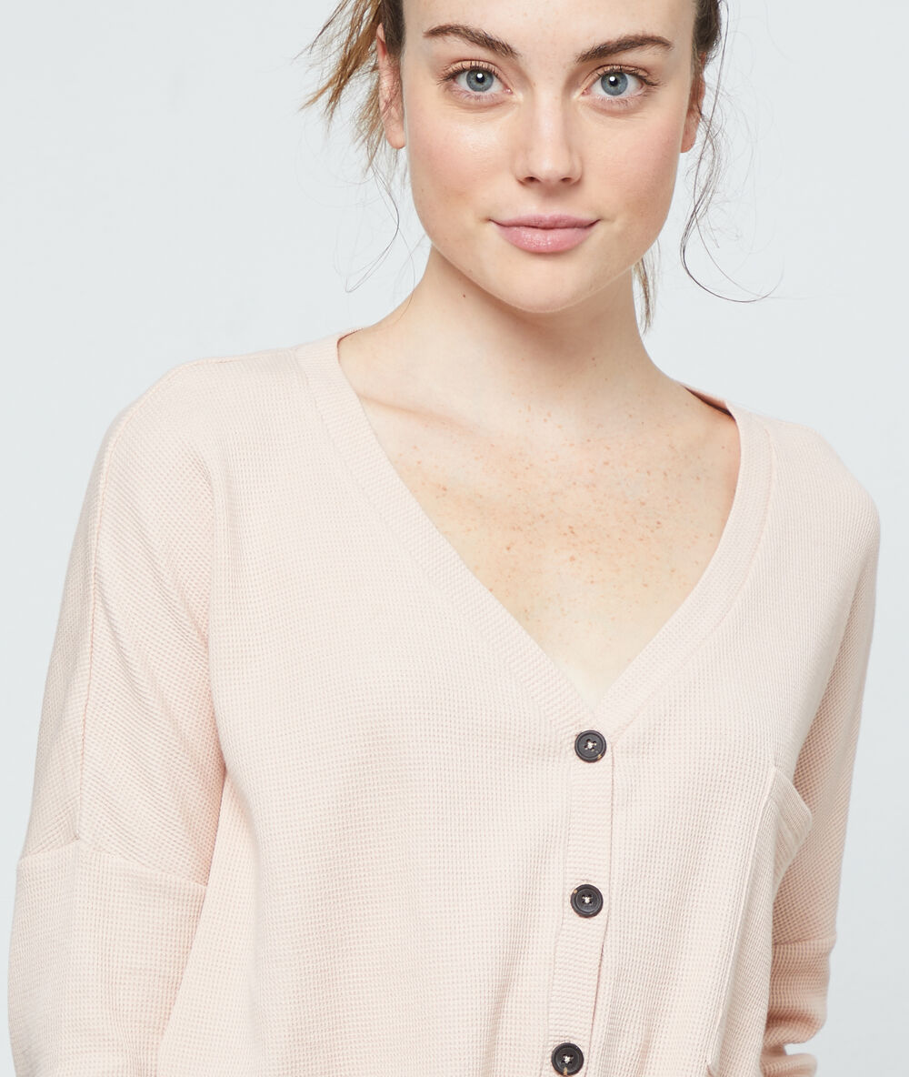 Top mit langen ärmeln aus baumwolle rosa.