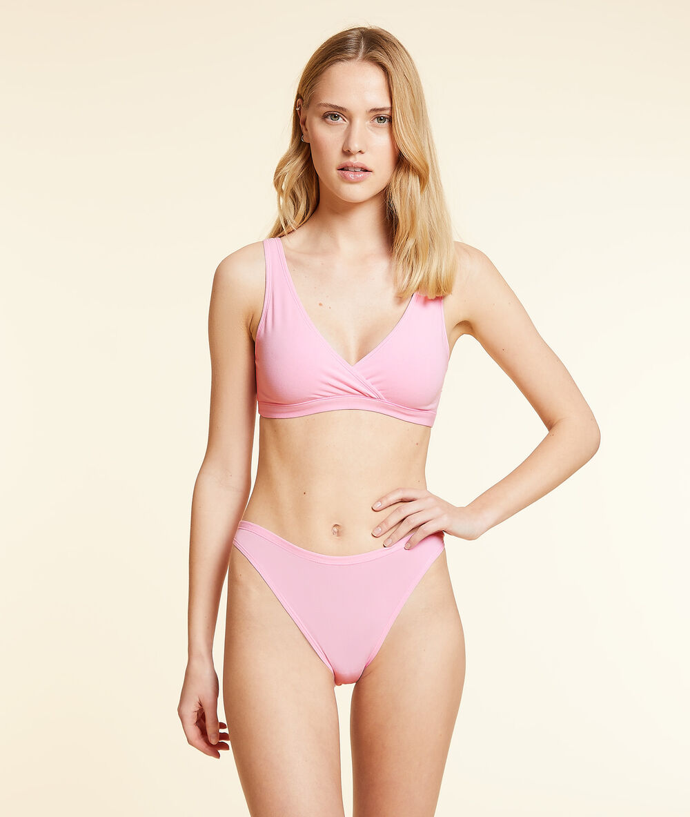 Panty „high legs“ aus dehnbarer bio-baumwolle bonbonrosa.