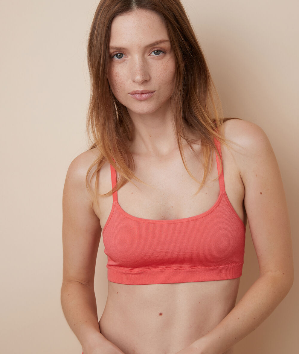 Bustier aus mikrofaser korallenrot.