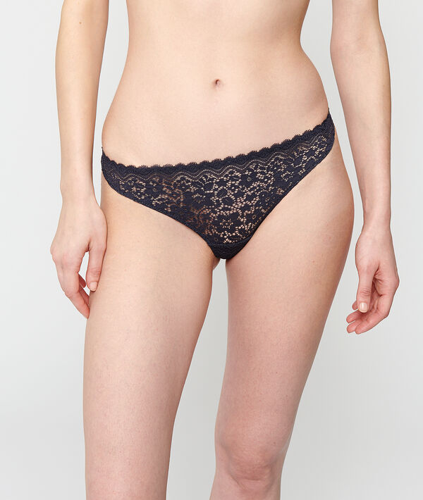 Tanga aus Mikrofaser und Spitze Tanga aus Mikrofaser und Spitze;${refinementColor}