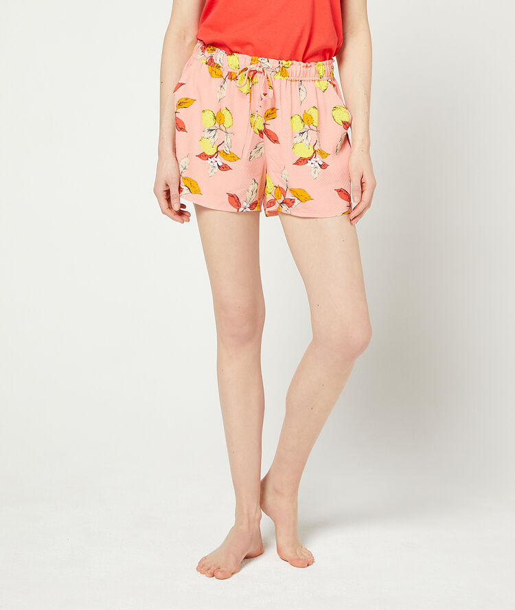 Shorts mit blätter-print rosa.